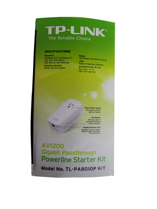 TL-PA8010P TP-LINK AV1200 GIGABIT PASSTHROUGH POWER LINE STARTER KIT