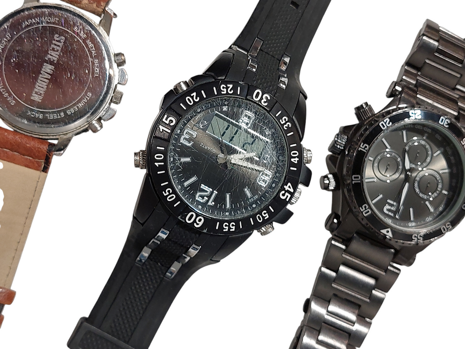 Mens Used Watch Bundle Steve Madden PC21J7, IF184 ( No Batteries,377 )  =