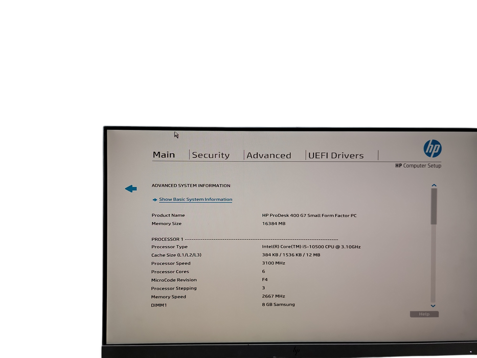 HP ProDesk 400 G7 SFF i5 - 10500 @ 3.10GHz 16GB DDR4 Ram θ