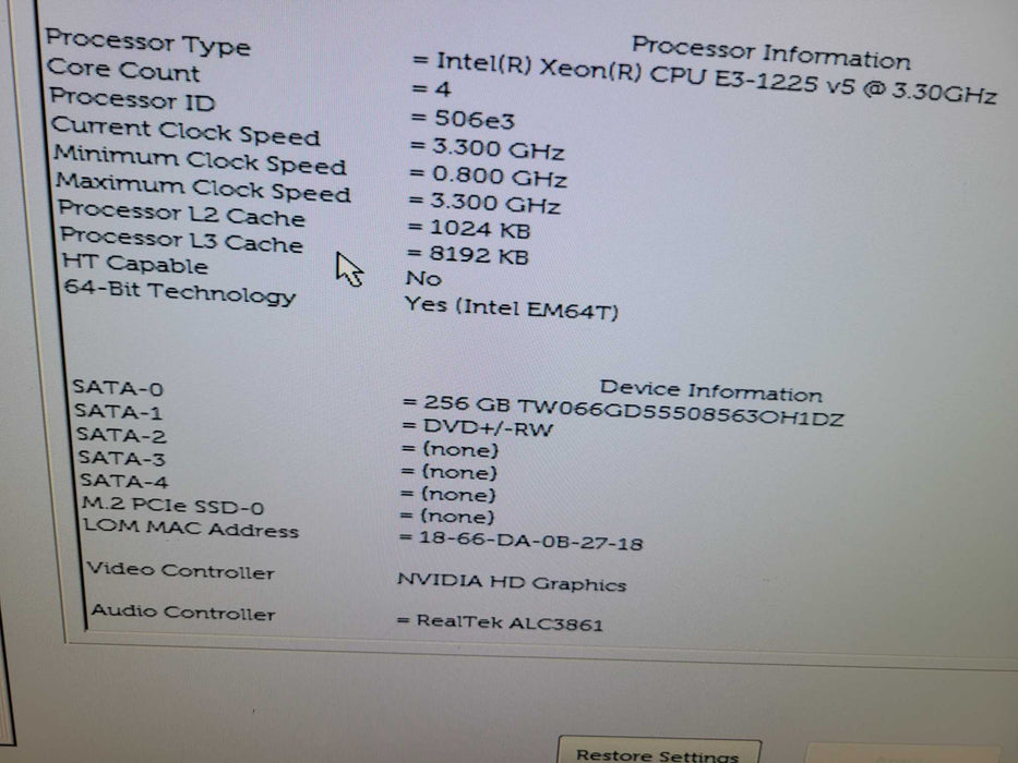 Dell Precision T3620 - Xeon E3-1225 v5 16GB DDR4 256GB SSD 290W PSU %