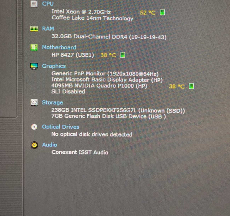 HP ZBook Studio G5 XEON E-2176M@2.70GHz QUADRO P1000 4GB GPU 16GB RAM 256GB  Lap200