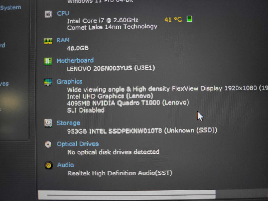 Lenovo ThinkPad P17 Gen1, Core i7-10750H 2.6GHz 48GB RAM, 1TB SSD, T1000 _ Lap200