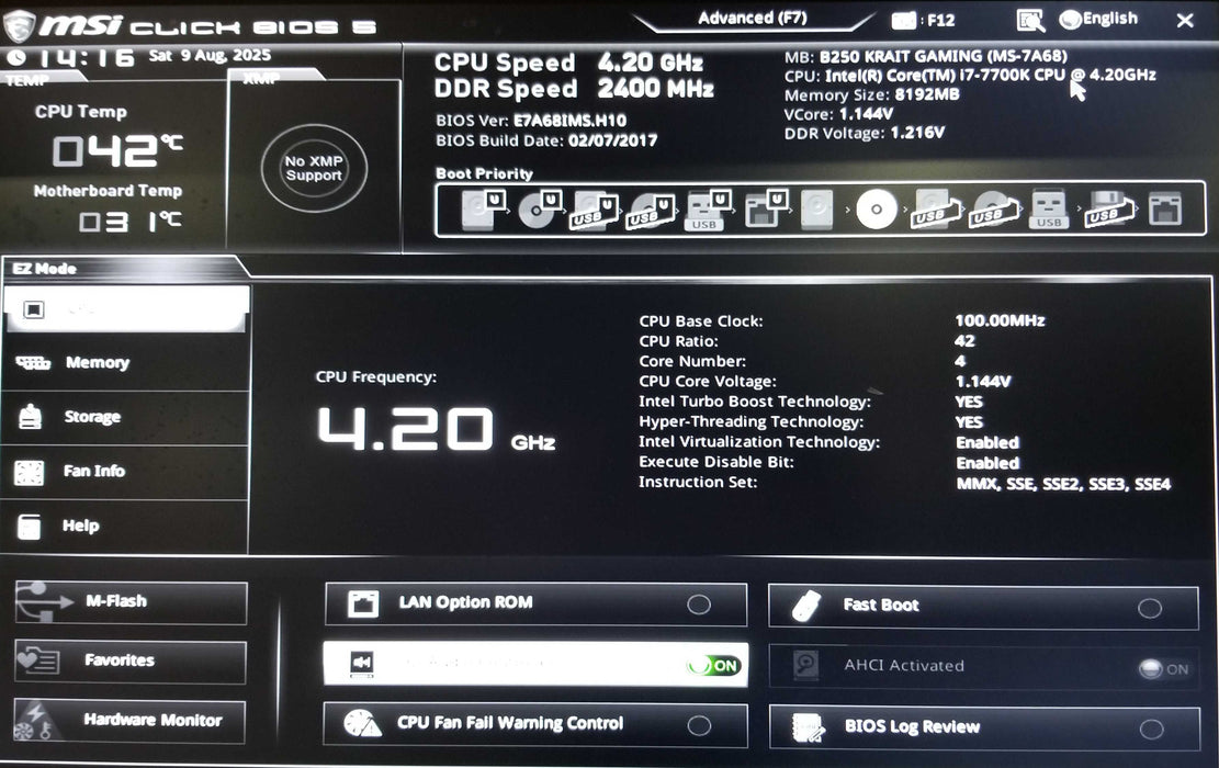 Custom PC W/ MSi B250, i7-7700K CPU 4.20GHz, 8GB RAM, No HDD - GTX 1050 2GB $