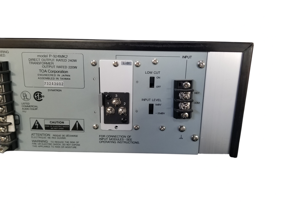 TOA 900 Series II P-924MK2 240W Amplifier - Powers On - Untested Further