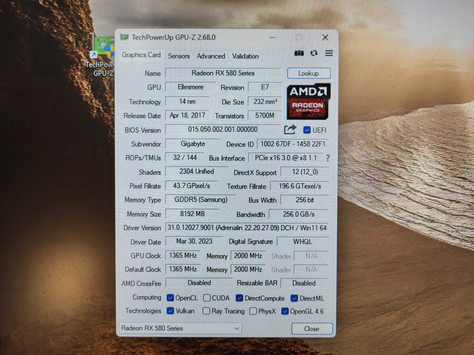 GIGABYTE Radeon RX 580, GV-RX580AORUS-8GD RGB READ $