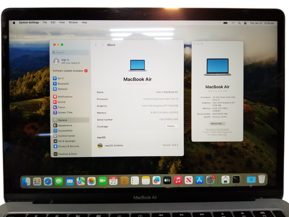 Apple MacBook Air 13" 2019 Intel Core i5-8210Y 8GB RAM 256GB SSD