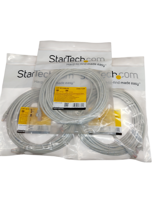 LOT 3x Startech.com 25ft Gray Snagless Cat5e Utp Patch Cable