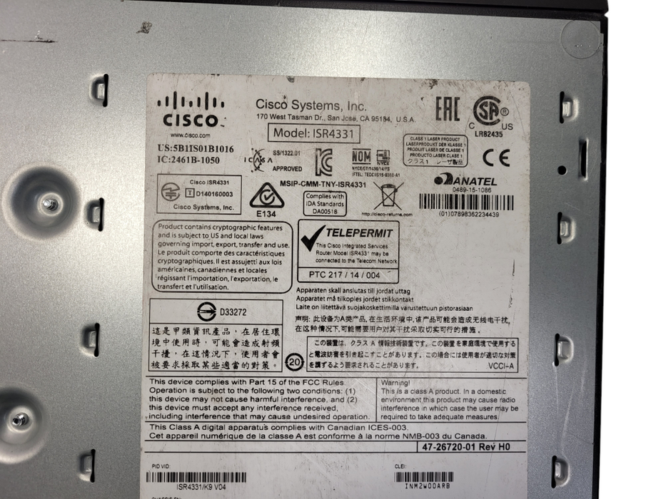 Cisco ISR4331/K9 ISR 4331 Integrated Router Q$