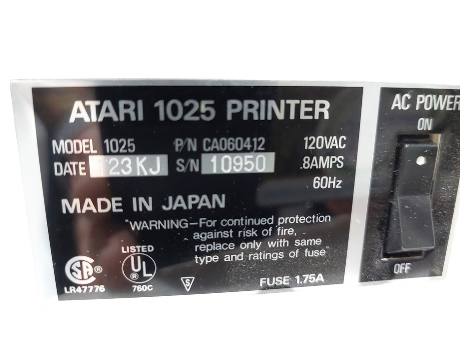 Vintage 1982 Atari Printer 1025 Very Clean  =