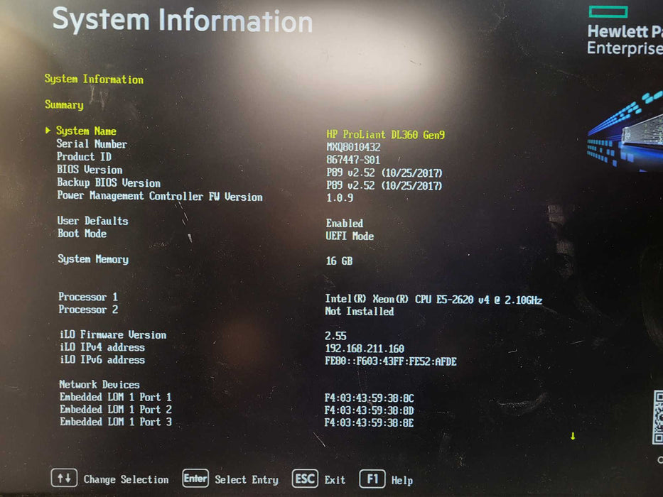 HP PL DL360 Gen9 1U 8x2.5", Xeon E5-2620 v4, 16GB DDR4, P440ar $