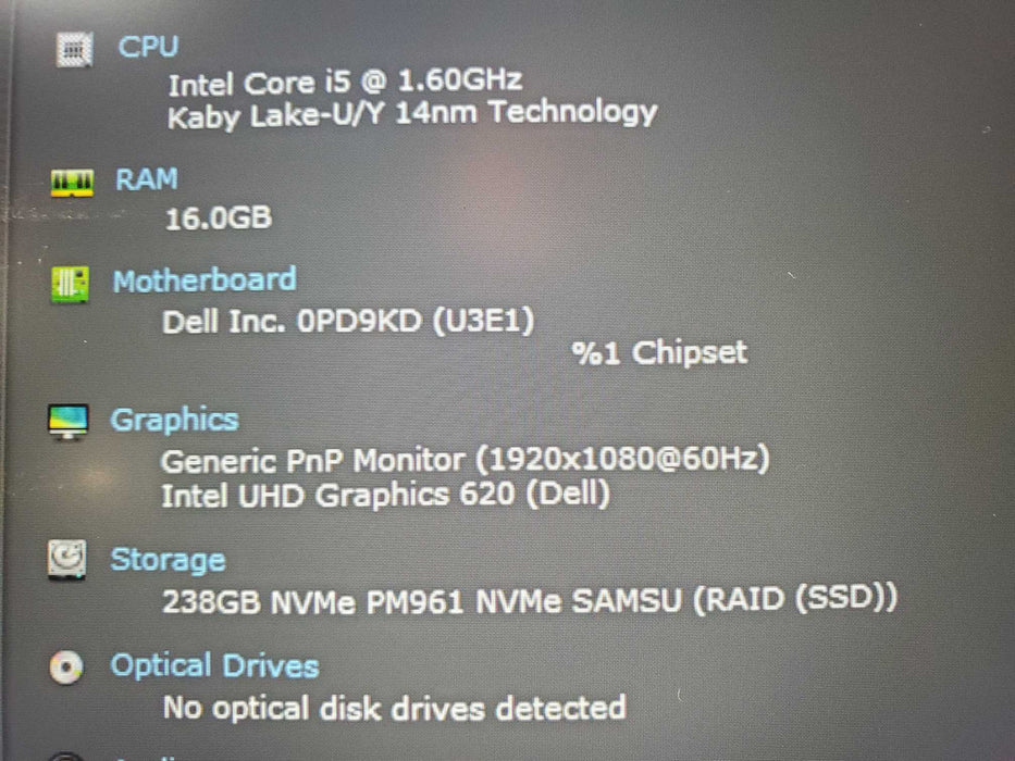 Dell Latitude 5400 INTEL Core i5-8265U 16GB 256GB NVME read  Lap200