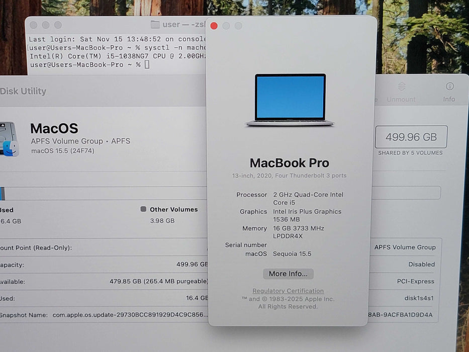 Apple Macbook Pro 2020 13" 4-Core i5-1038NG7 @ 2.0GHz 16GB DDR4 500GB SSD