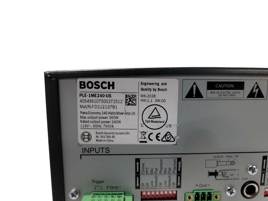 Bosch PLE-2MA-240-US 240 Watt Economy Plena Mixer Amplifier
