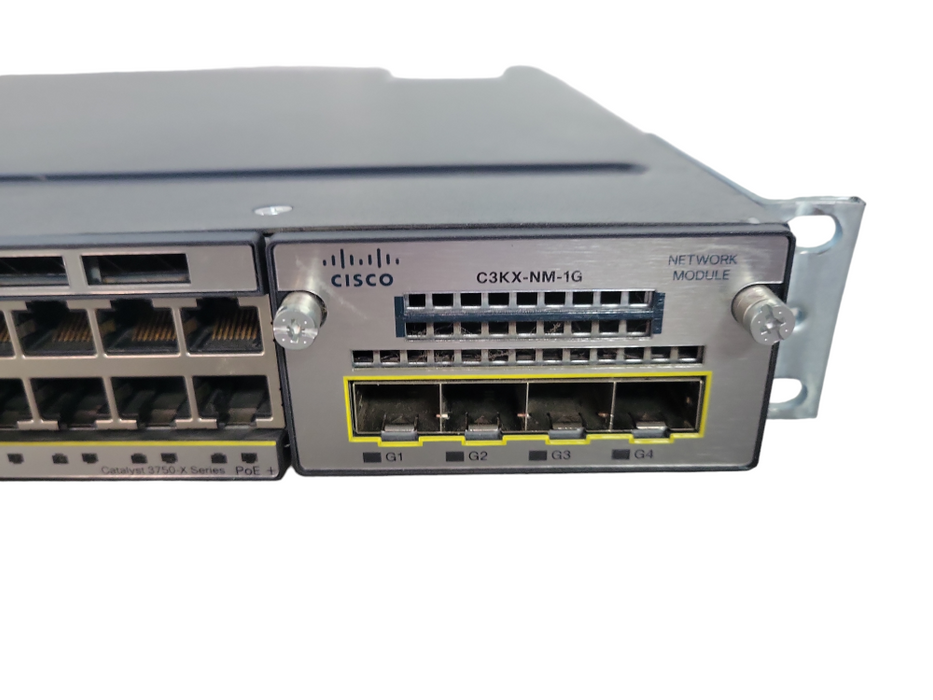 Cisco WS-C3750X-48P-L | 48-Port Gigabit PoE Switch 2x PSU C3KX-NM-1G !