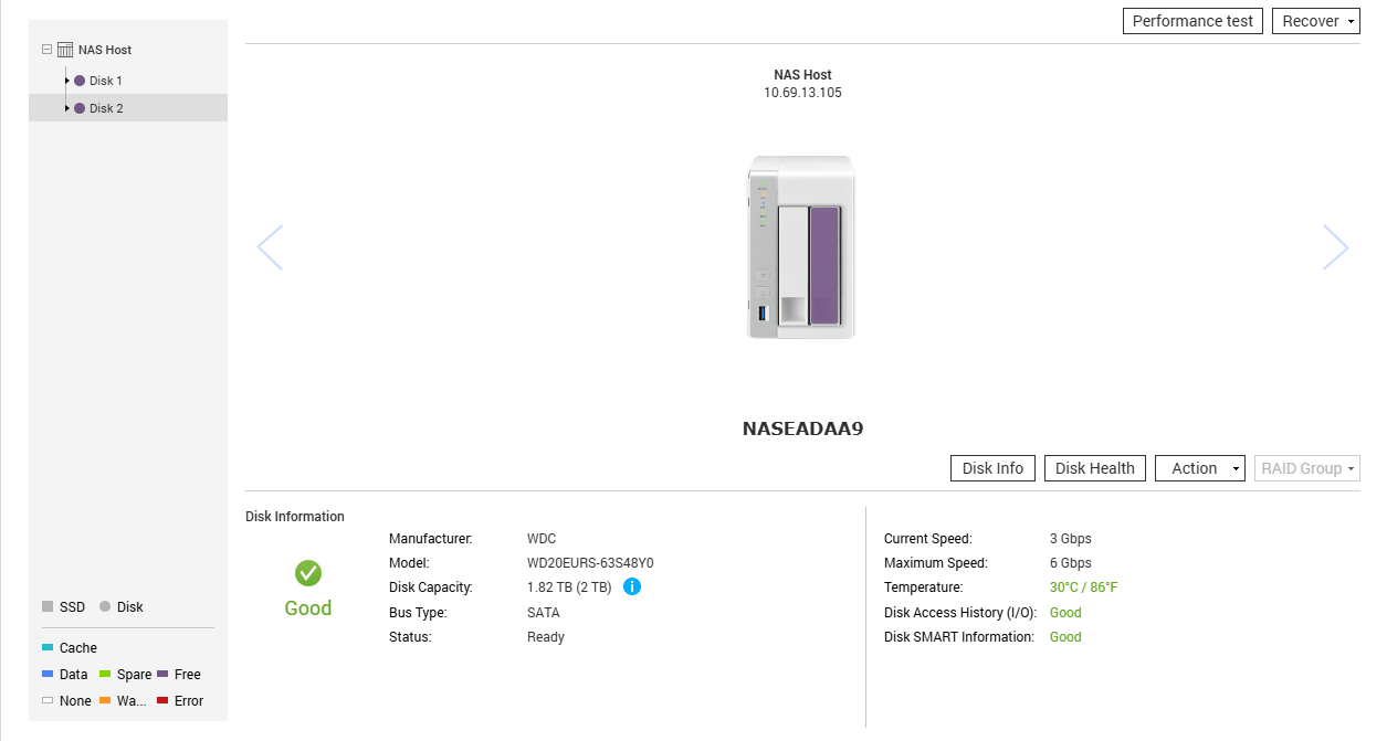 QNAP TS-231 2 Bay NAS with 2x 2TB HDDs, No Power adapter