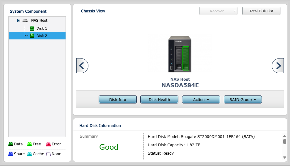 QNAP NAS TS-269L, 2-Bays NAS w/ 2x 2TB HDDs, No Power Adapter