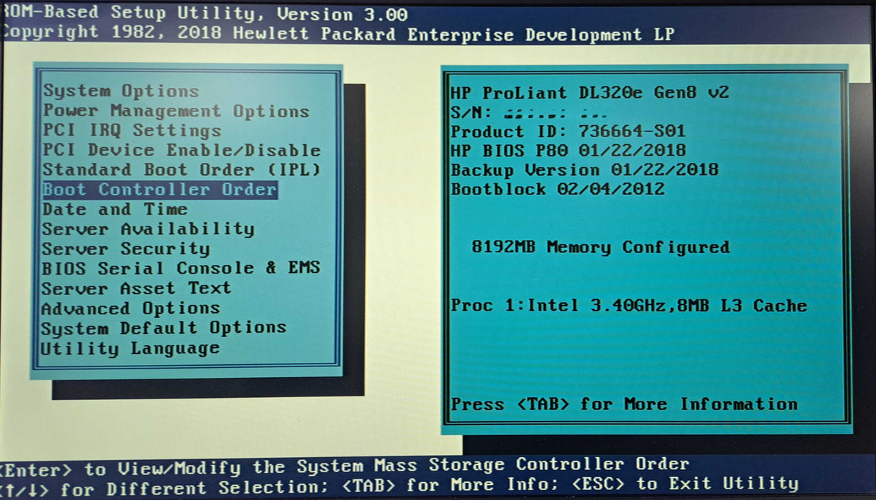 HP ProLiant DL320e Gen8 v2 | Xeon E3-1240 v3, 8GB RAM, B120i RAID, 4x 2.5" )