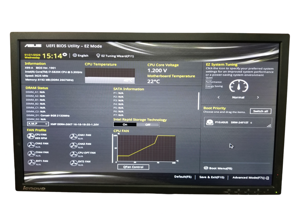 ASUS X99-A + Intel Core i7-5820K Combo - No RAM | Working - Come as Shown