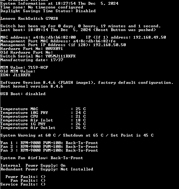 Lenovo RackSwitch G7028 Ethernet Switch Layer 2 1/10 Gigabit Ethernet %