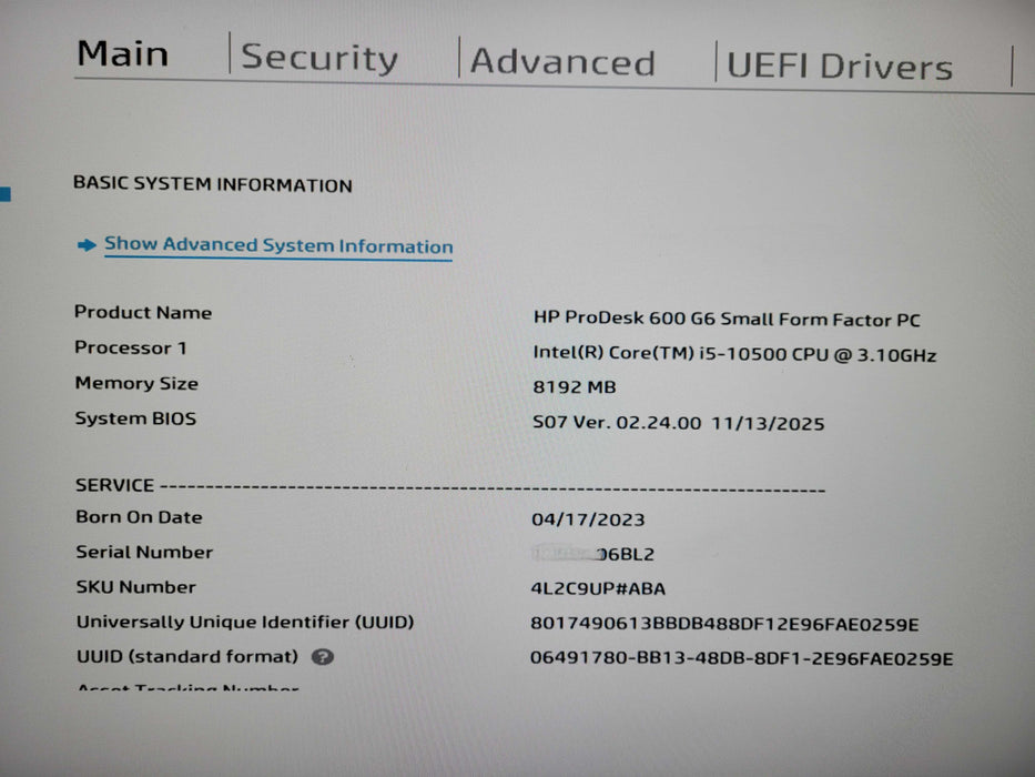 HP ProDesk 600 G6 SFF i5 - 10500 @ 3.10GHz 8GB DDR4 Ram 256GB NVme !