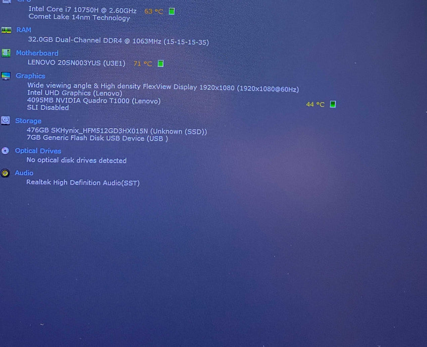 Lenovo ThinkPad P17 Gen 1 i7-10750H QUADRO T1000 4Gb GPU 32GB 512SSD READ  Lap200