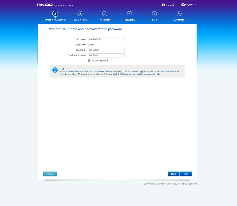 QNAP TS-220 2 Bay NAS w/ 2x 2TB HDDs, No AC Adapter