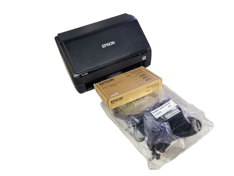 Epson ES-400 Color Duplex Document Scanner J381A W/ Adapter | Roller Kit