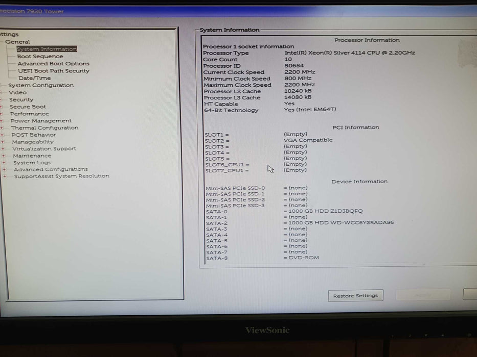 Dell Precision 7920 Intel Xeon Silver 4114 32GB DDR4 RAM 2x 1TB P4000 READ