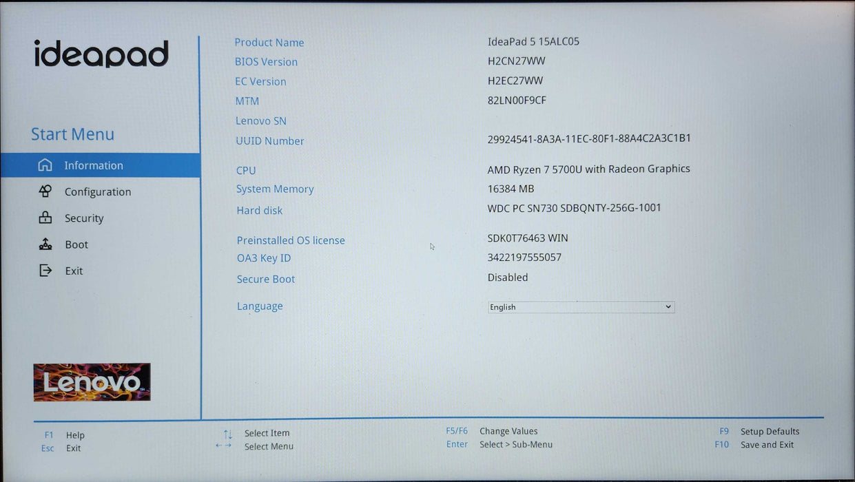 Lenovo IdeaPad 5, Ryzen 7 5700U, 16GB DDR4, 256GB NVMe, No AC  Lap200