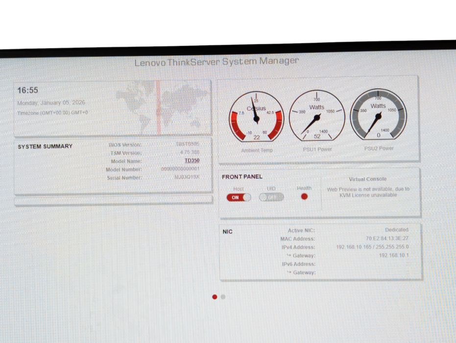Lenovo ThinkServer TD350 Intel Xeon E5-2609 32GB RAM  -