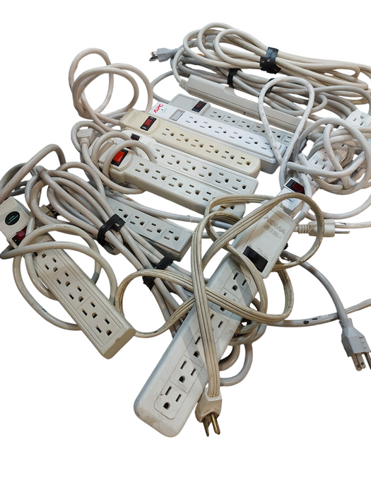 Lot 10x 6-Outlet Flat Plug Power Bar- Assorted Brands