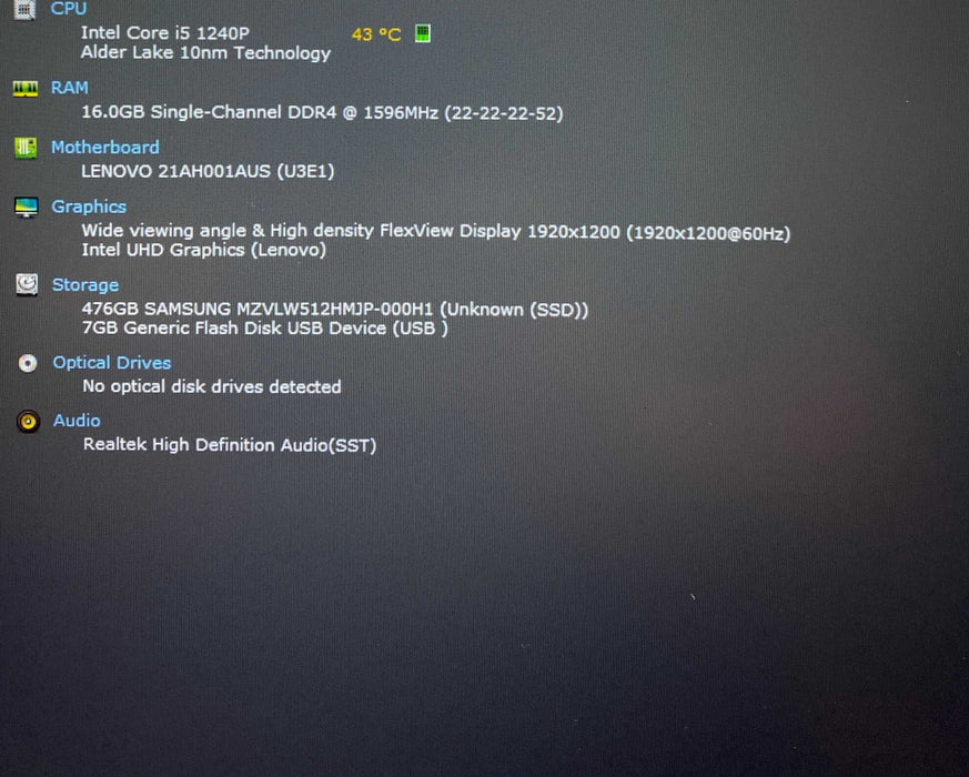 Lenovo ThinkPad T14 Gen 3 Core i5-1240P@1.70GHz 16GB RAM 512GB SSD  Lap200