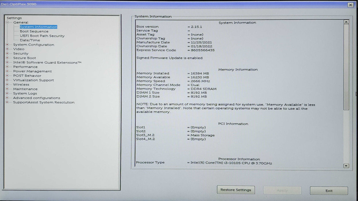 Dell OptiPlex 3090 SFF, i3-10105 3.70GHz, 16GB DDR4, 256GB NVMe