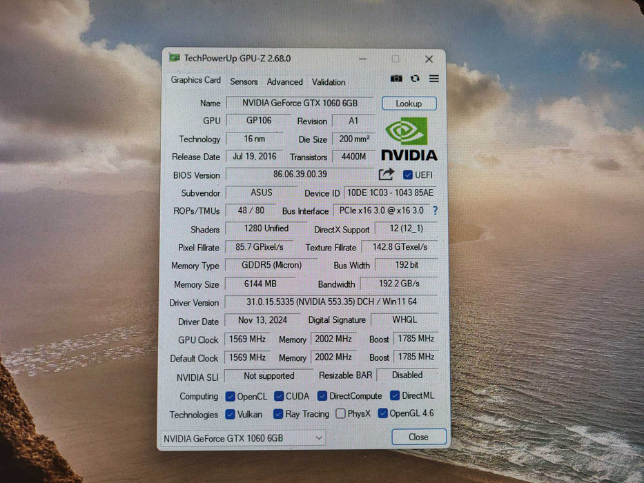 ASUS GeForce GTX 1060 6GB GDDR5 Graphics Card (DUAL-GTX1060-O6G) Q$