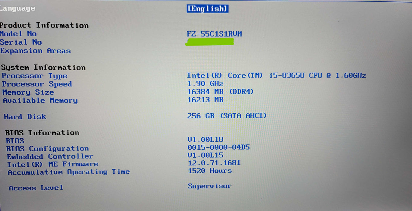Panasonic ToughBook FZ-55 i5-8365U 16GB DDR4 256GB SSD 1520 Hrs READ β Lap200