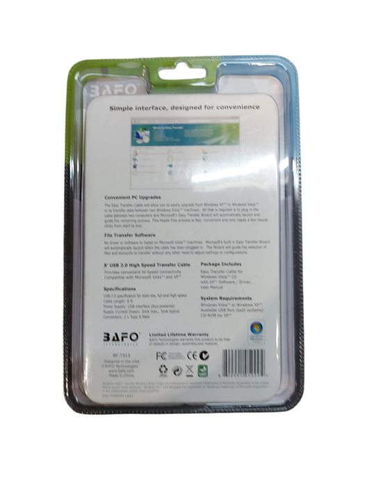 Lot 6x Bafo Technologies USB to USB 2.0 8ft Cable Type A Male 5mA BF-7313