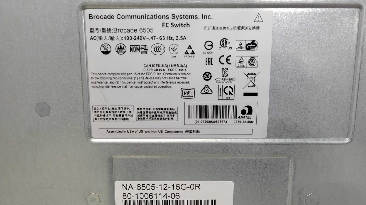 Brocade 6505 NA-6505-12-16G-0R 24x 16GB SFP Ports (12-port Active)  SWITCH _