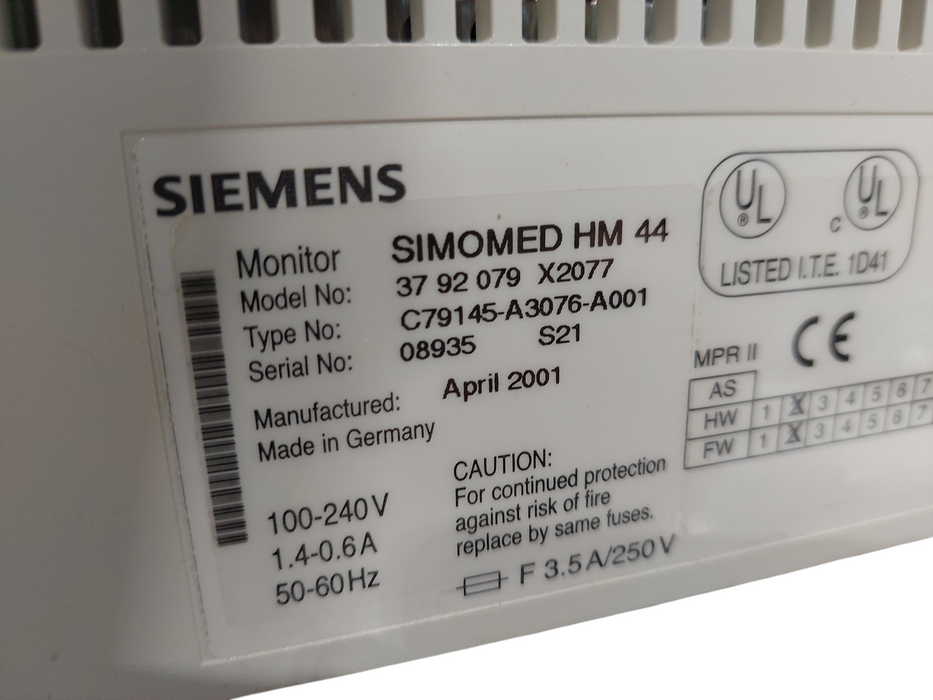 Siemens Monitor SIMONED HM 44 Model: 37 92 079 X2077 =
