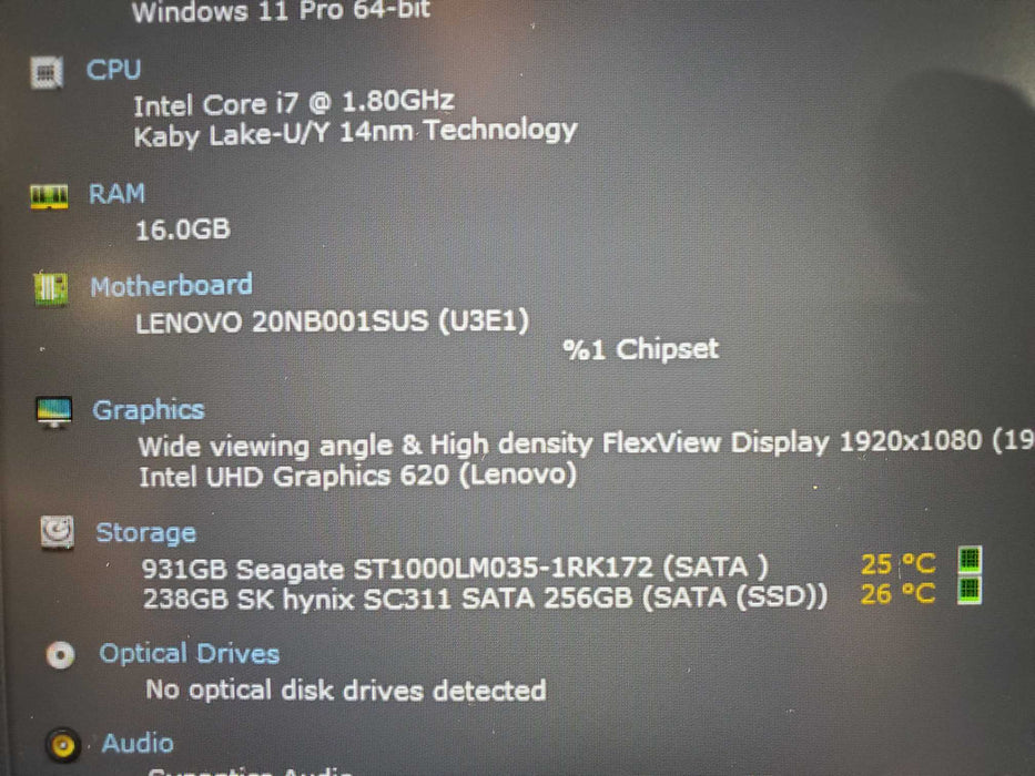Lenovo ThinkPad E590 15.6" Intel Core i7-8565U 16GB DDR4 256GB NVME 1TB HDD  Lap200