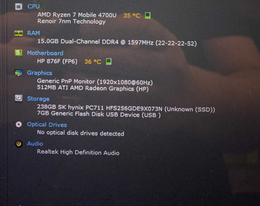 HP ENVY x360 Convertible 15 TOUCH AMD Ryzen 7-4700U 16GB RAM 256GB SSD READ  Lap200