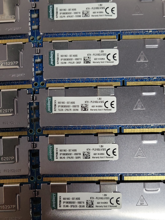 Lot of 12x Kingston KTH-PL310QLV/32G 32GB PC3-8500 ECC RDIMM Server RAMs _