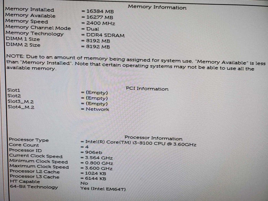 Dell optiplex 3060 SFF - i3-8100, 16GB DDR4, 240GB SSD WIFI NO OS