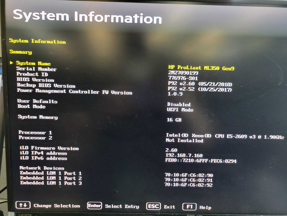 HPE ProLiant ML350 Gen9 - Xeon E5-2609 v3 16GB DDR4 P440ar 2x500W PSU %