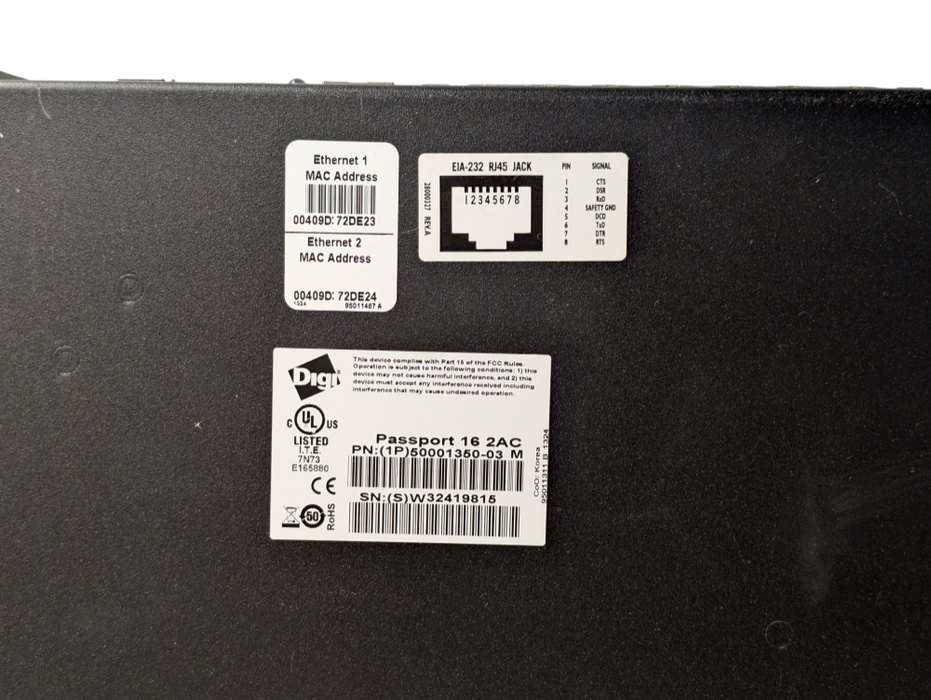 DIGI Passport Integrated Console Server Passport 16 32 AC 1P50001350-03 -
