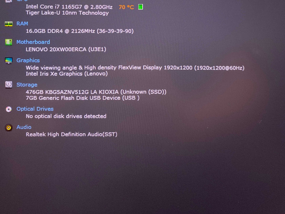 Lenovo ThinkPad X1 Carbon Gen 9 i7-1165G7 16GB RAM 512SSD French Keyboard  Lap200