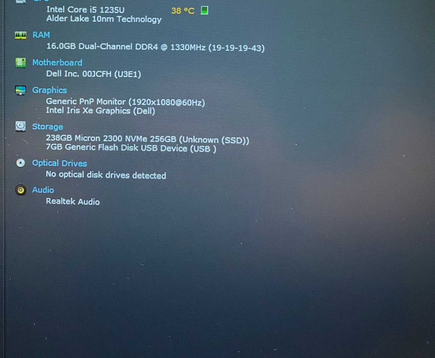 Dell Latitude 5530 Core i5-1235U@1.30GHz 16GB RAM 256GB SSD Q Lap200