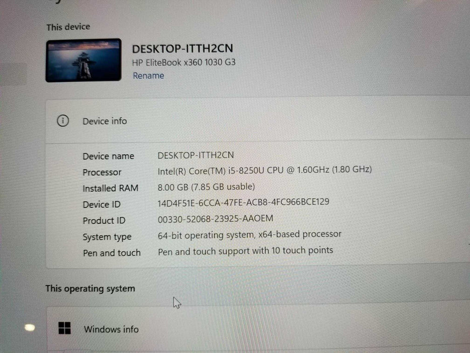 HP EliteBook x360 1030 G3 intel i5-8250U CPU 1.60GHz 8GB 512GB SSD  BudLap