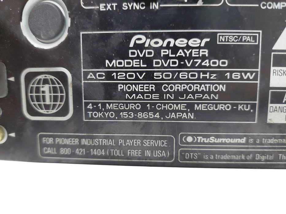 Pioneer DVD Player DVD-V7400 =