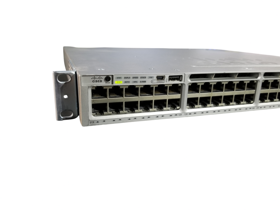 Cisco WS-C3850-48P 48 Port Gigabit PoE+ Network Switch w/ 1x1100W PSU Q