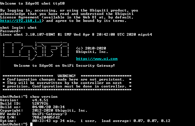 Ubiquiti Networks UniFi USG Security Gateway, Factory Reset